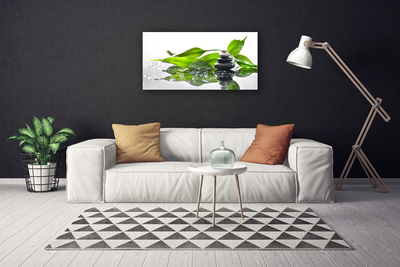 Quadro em tela Arte com Folhas e Pedras