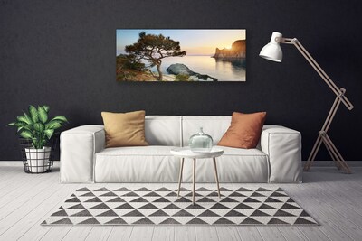 Quadro em tela Paisagem de árvores de lago