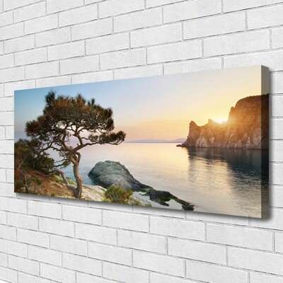 Quadro em tela Paisagem de árvores de lago