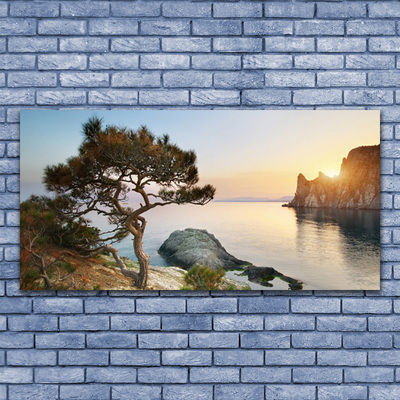 Quadro em tela Paisagem de árvores de lago