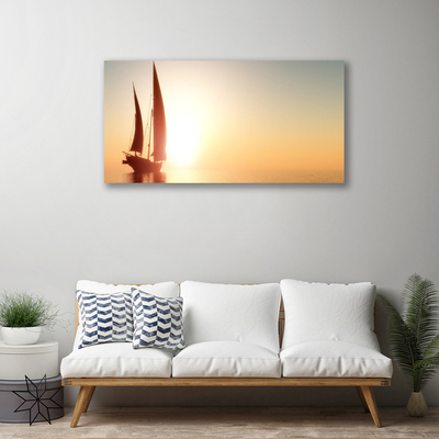 Quadro canvas Barco Mar Sol Paisagem