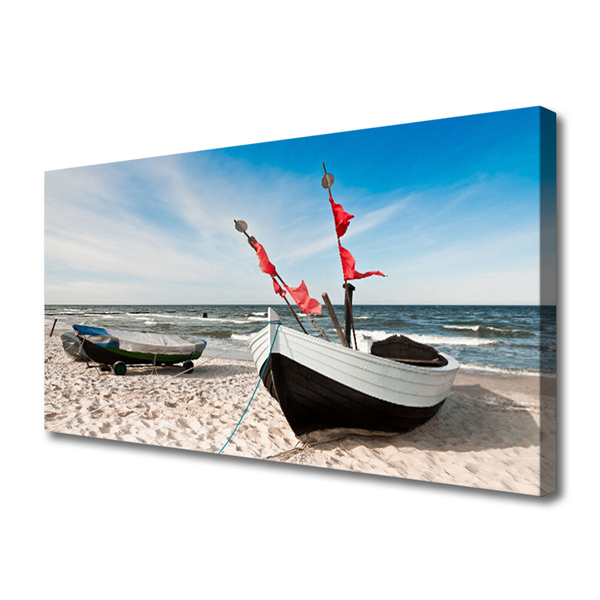 Quadro em tela Paisagem de praia de barco