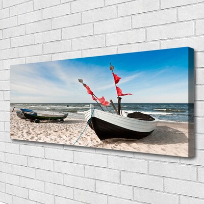 Quadro em tela Paisagem de praia de barco