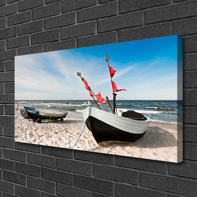 Quadro em tela Paisagem de praia de barco