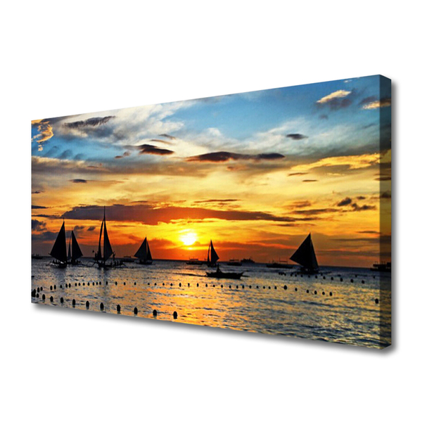Quadro canvas Barcos Mar Sol Paisagem