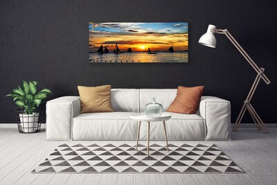Quadro canvas Barcos Mar Sol Paisagem