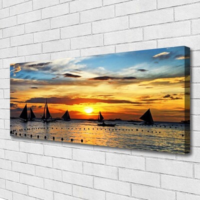 Quadro canvas Barcos Mar Sol Paisagem
