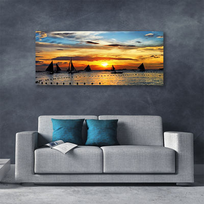 Quadro canvas Barcos Mar Sol Paisagem