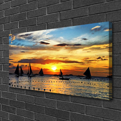 Quadro canvas Barcos Mar Sol Paisagem
