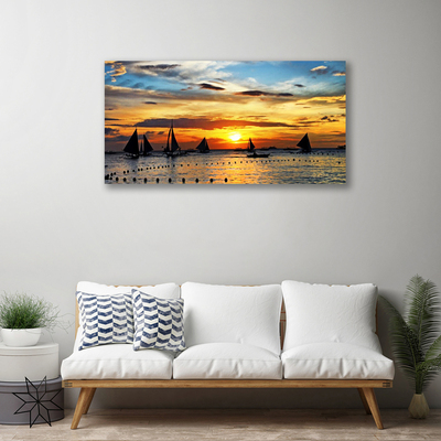 Quadro canvas Barcos Mar Sol Paisagem