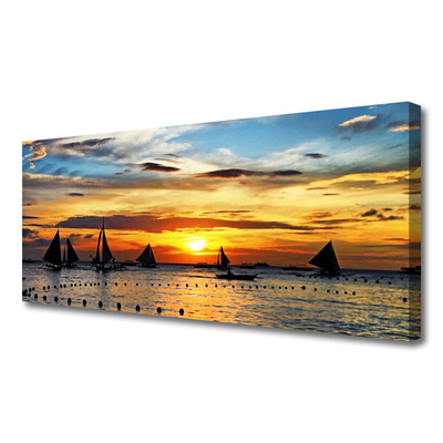 Quadro canvas Barcos Mar Sol Paisagem
