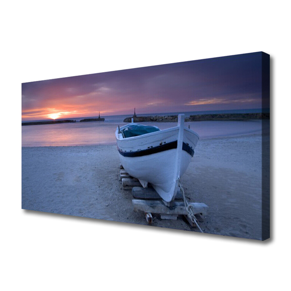 Quadro canvas Paisagem de sol na praia de barco