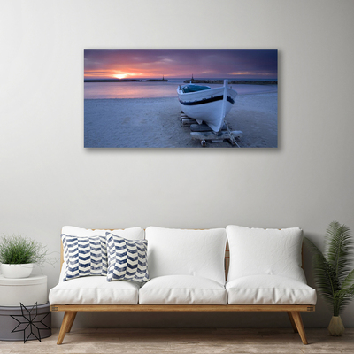 Quadro canvas Paisagem de sol na praia de barco