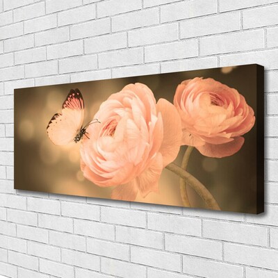 Quadro canvas Rosas Borboleta Natureza