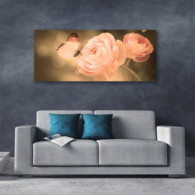 Quadro canvas Rosas Borboleta Natureza