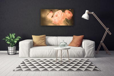 Quadro canvas Rosas Borboleta Natureza