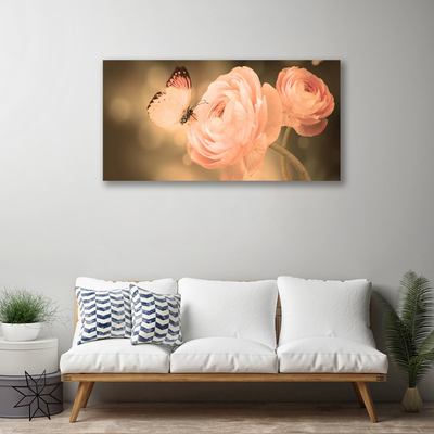 Quadro canvas Rosas Borboleta Natureza