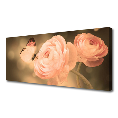 Quadro canvas Rosas Borboleta Natureza