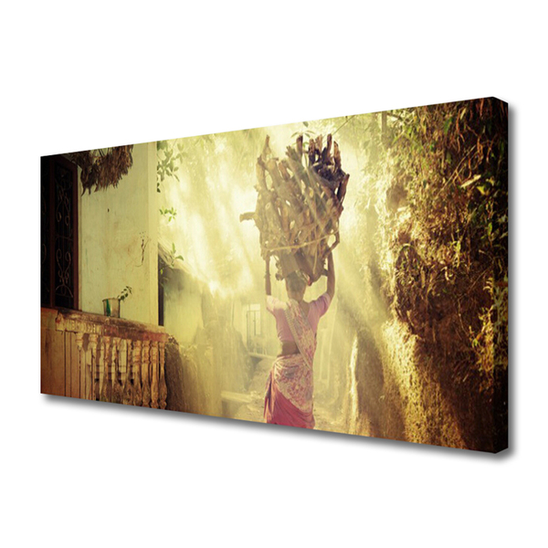 Quadro canvas Mulher Homem Madeira