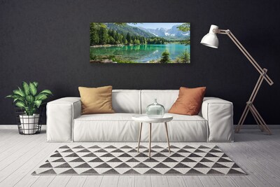 Quadro em tela Montanhas Lago Floresta Natureza