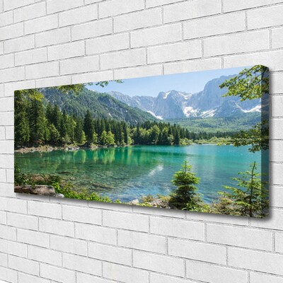 Quadro em tela Montanhas Lago Floresta Natureza