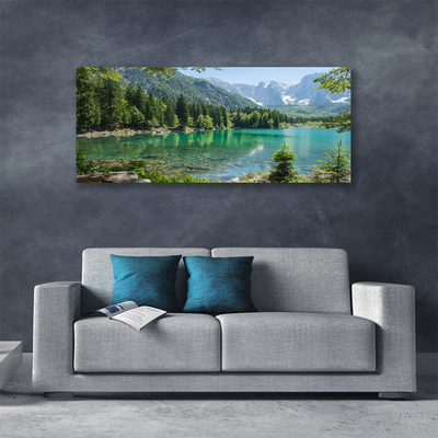 Quadro em tela Montanhas Lago Floresta Natureza