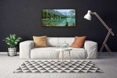 Quadro em tela Montanhas Lago Floresta Natureza