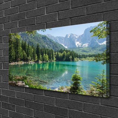 Quadro em tela Montanhas Lago Floresta Natureza