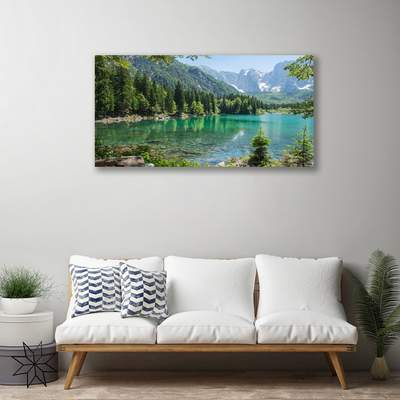 Quadro em tela Montanhas Lago Floresta Natureza