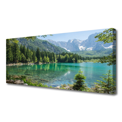 Quadro em tela Montanhas Lago Floresta Natureza