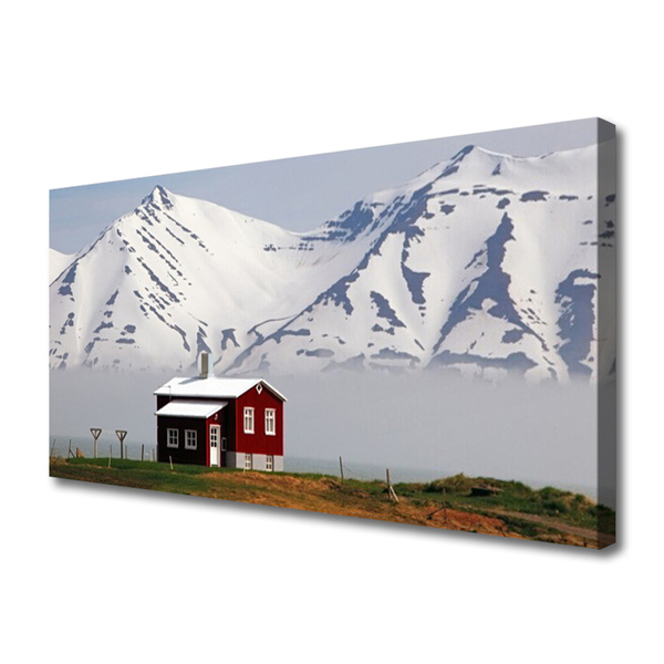 Quadro em tela Paisagem de casa de montanha com neve