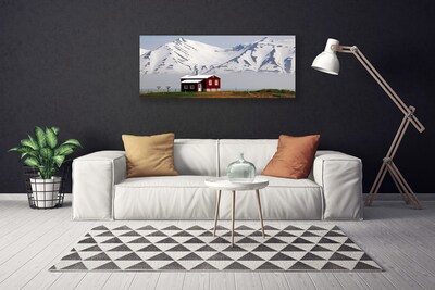 Quadro em tela Paisagem de casa de montanha com neve