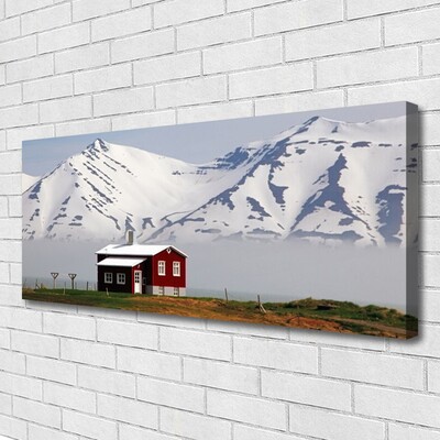 Quadro em tela Paisagem de casa de montanha com neve
