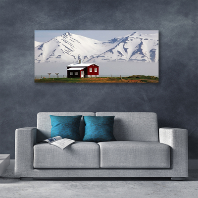 Quadro em tela Paisagem de casa de montanha com neve