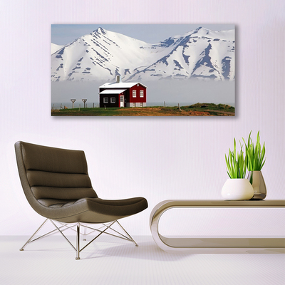 Quadro em tela Paisagem de casa de montanha com neve