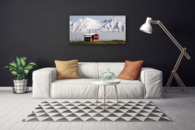 Quadro em tela Paisagem de casa de montanha com neve