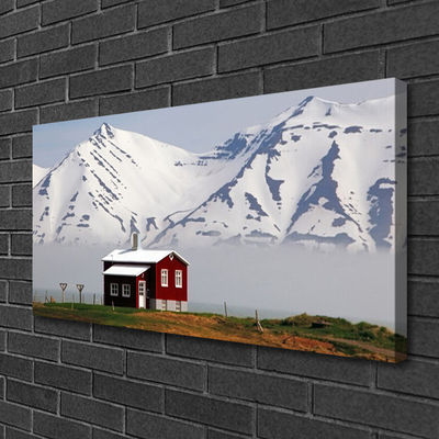 Quadro em tela Paisagem de casa de montanha com neve