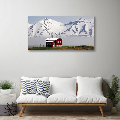 Quadro em tela Paisagem de casa de montanha com neve