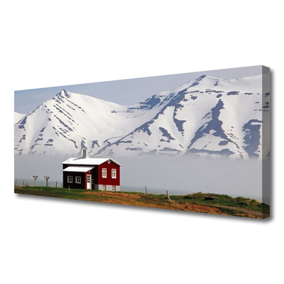 Quadro em tela Paisagem de casa de montanha com neve