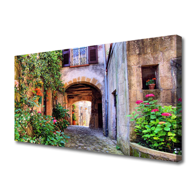 Quadro em tela Beco Flores Casas Planta