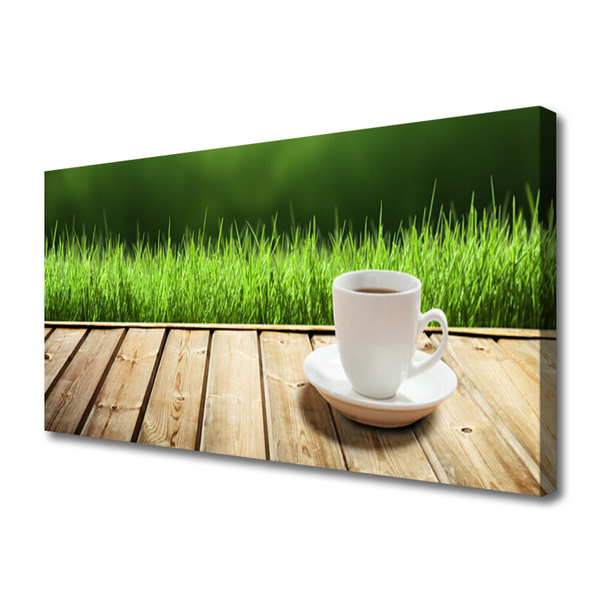 Quadro canvas Caneca de Grama Natureza Madeira