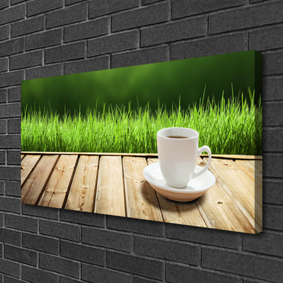 Quadro canvas Caneca de Grama Natureza Madeira
