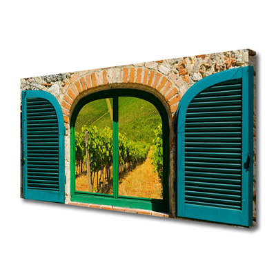 Quadro canvas Paisagem de campo de janela