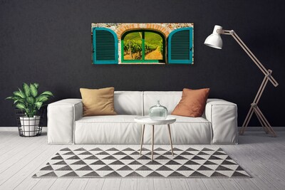 Quadro canvas Paisagem de campo de janela