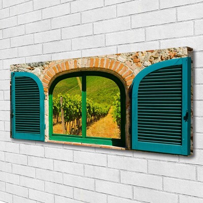 Quadro canvas Paisagem de campo de janela