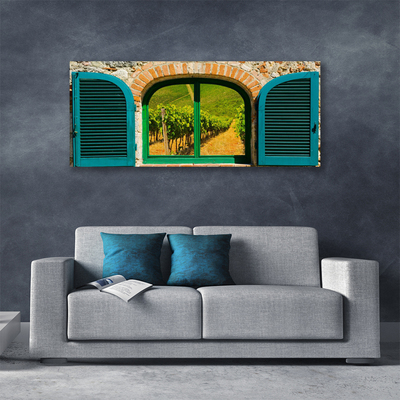 Quadro canvas Paisagem de campo de janela