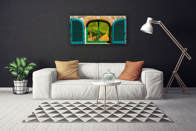Quadro canvas Paisagem de campo de janela