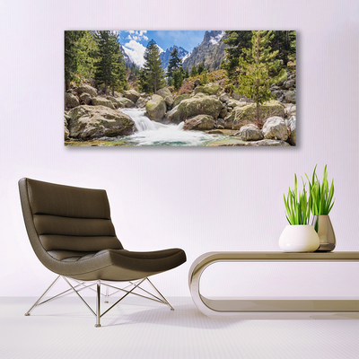 Quadro canvas Rio Pedras da Floresta da Montanha