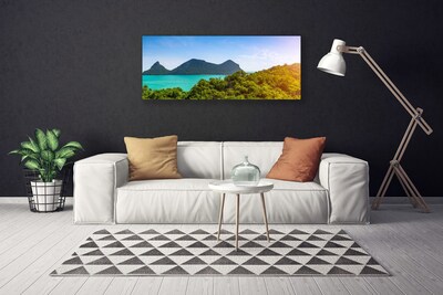 Quadro canvas Montanhas Mar Árvores Paisagem