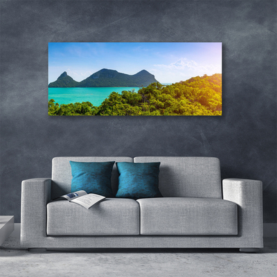 Quadro canvas Montanhas Mar Árvores Paisagem